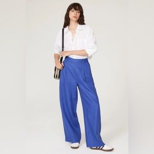 Madewell Harlow Pant in 100% Linen - Blue
